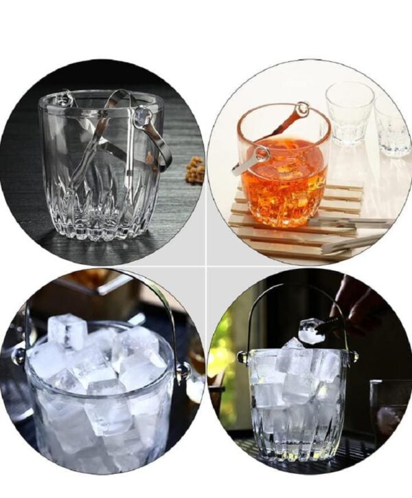 Glass Ice Bucket With Handle And Tongs