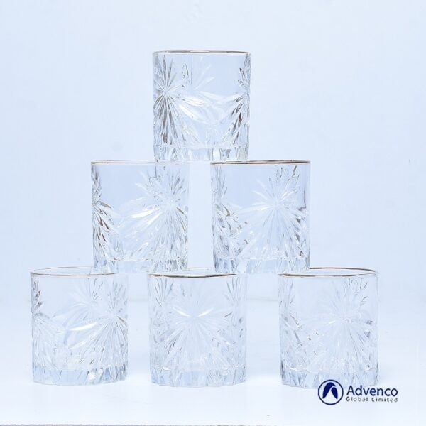 6pc Gold Ring Water Glasses