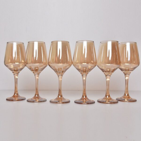 6pc Wine Glasses Gold