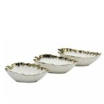 3pc Leaf Bowl With Gold Detail