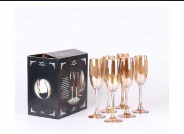 6Pcs Champagne Glass Gold