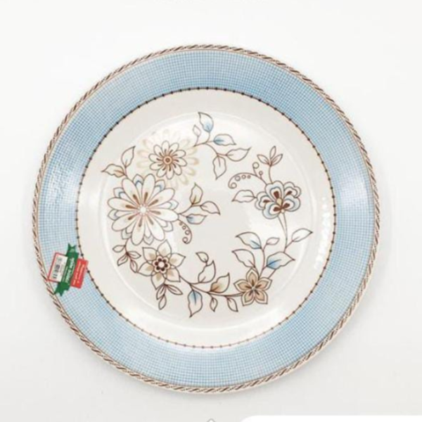 Ceramic Round Dinner Plate Flowered