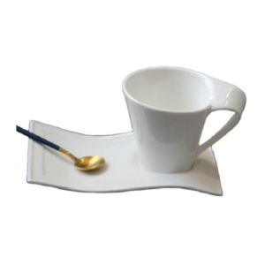 Cup and Saucer Coffee Set White Fancy