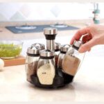 Rotating Glass And Steel 6pc Salt Shaker