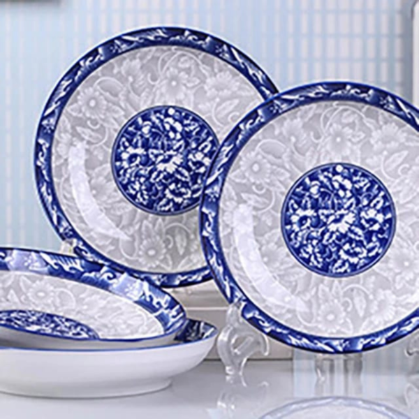 6pc Ceramic Blue Flower Dinner Plate