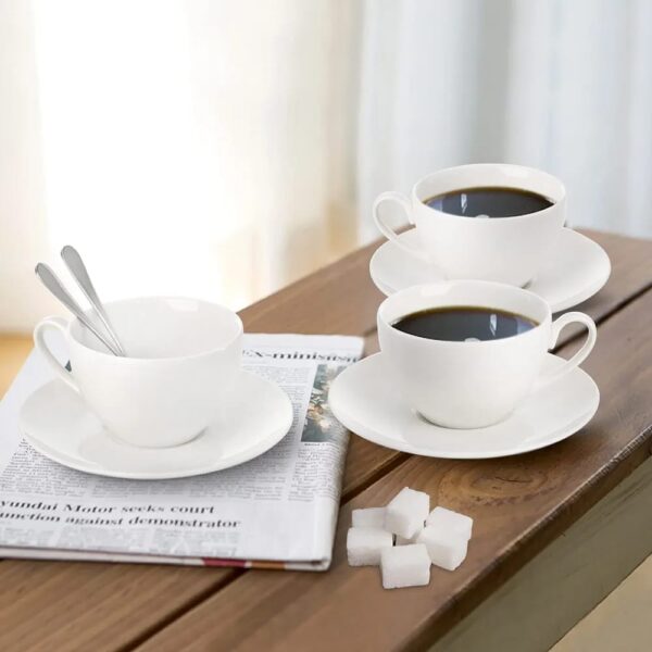 12pc Cup and Saucer White Big